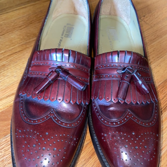 Mens Burgundy Slip on Wing tip with Tassels - Picture 5 of 10